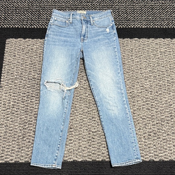 Madewell Denim - Madewell Mid-Rise Perfect Vintage Jean Women’s 25 Distressed Straight Denim